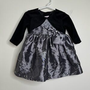 Infant 12 Months Fancy Dress Silver Gray Black Velvet La Princess Holiday